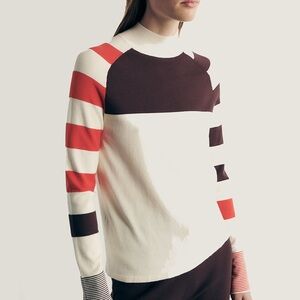 Sita Murt Striped Sleeve Mock Nexk Sweater